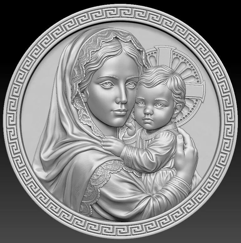 Virgin Mary Holding Baby Jesus 3D print model