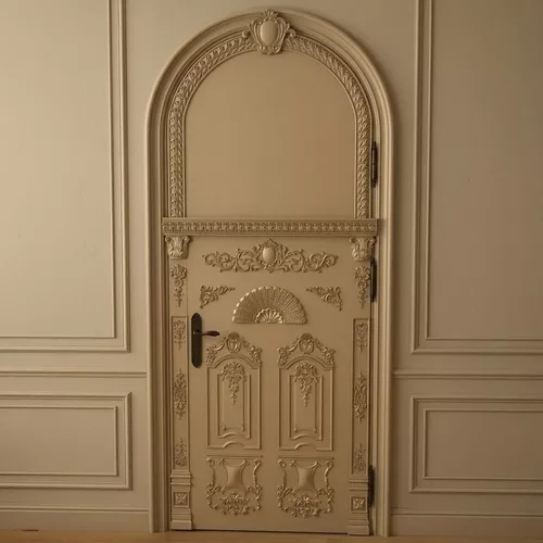 Luxury Baroque Grand Entrance Door Arched Panel Relief STL CNC