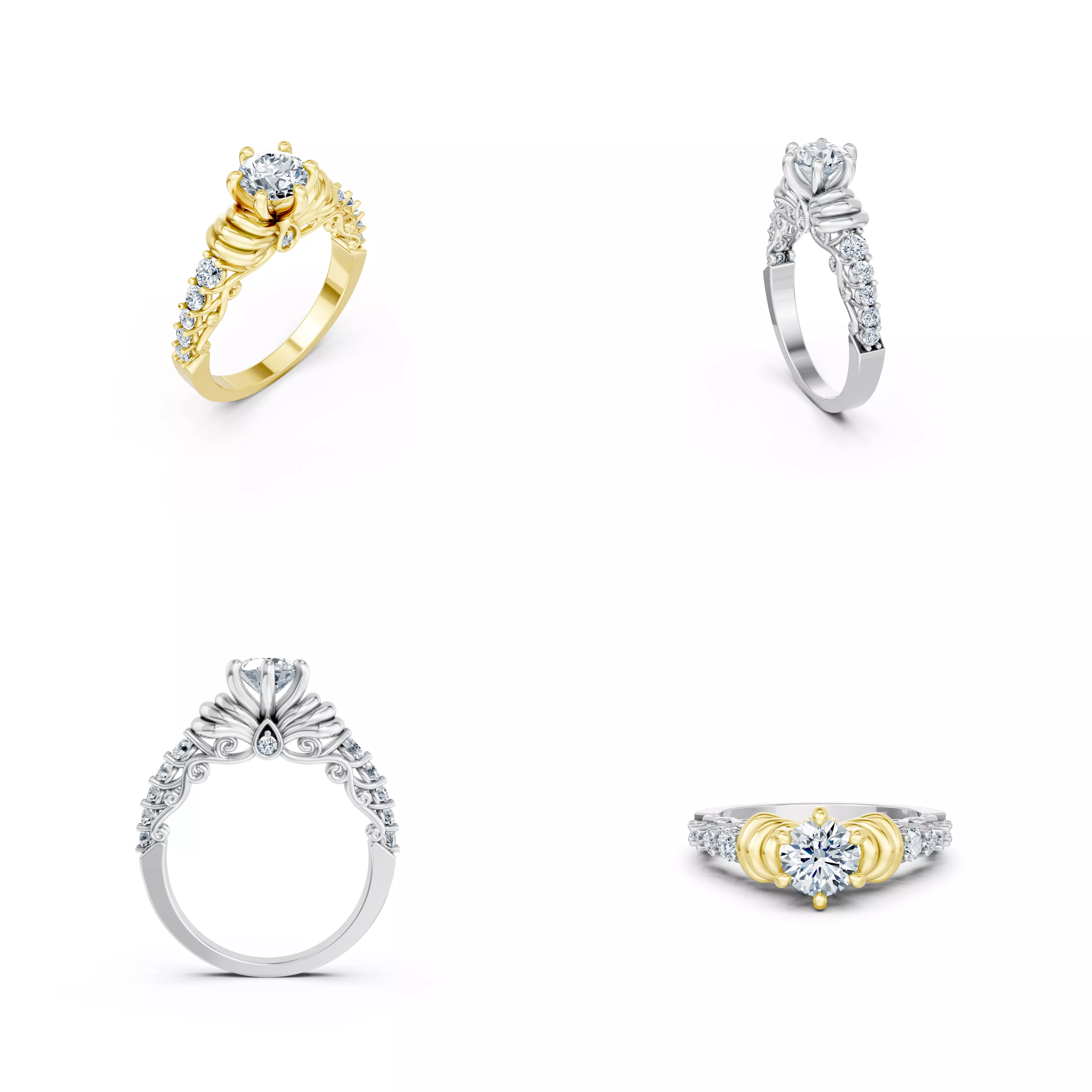 Vintage Floral Solitaire Ring CAD STL 3DM Jewelry Design 3D print model
