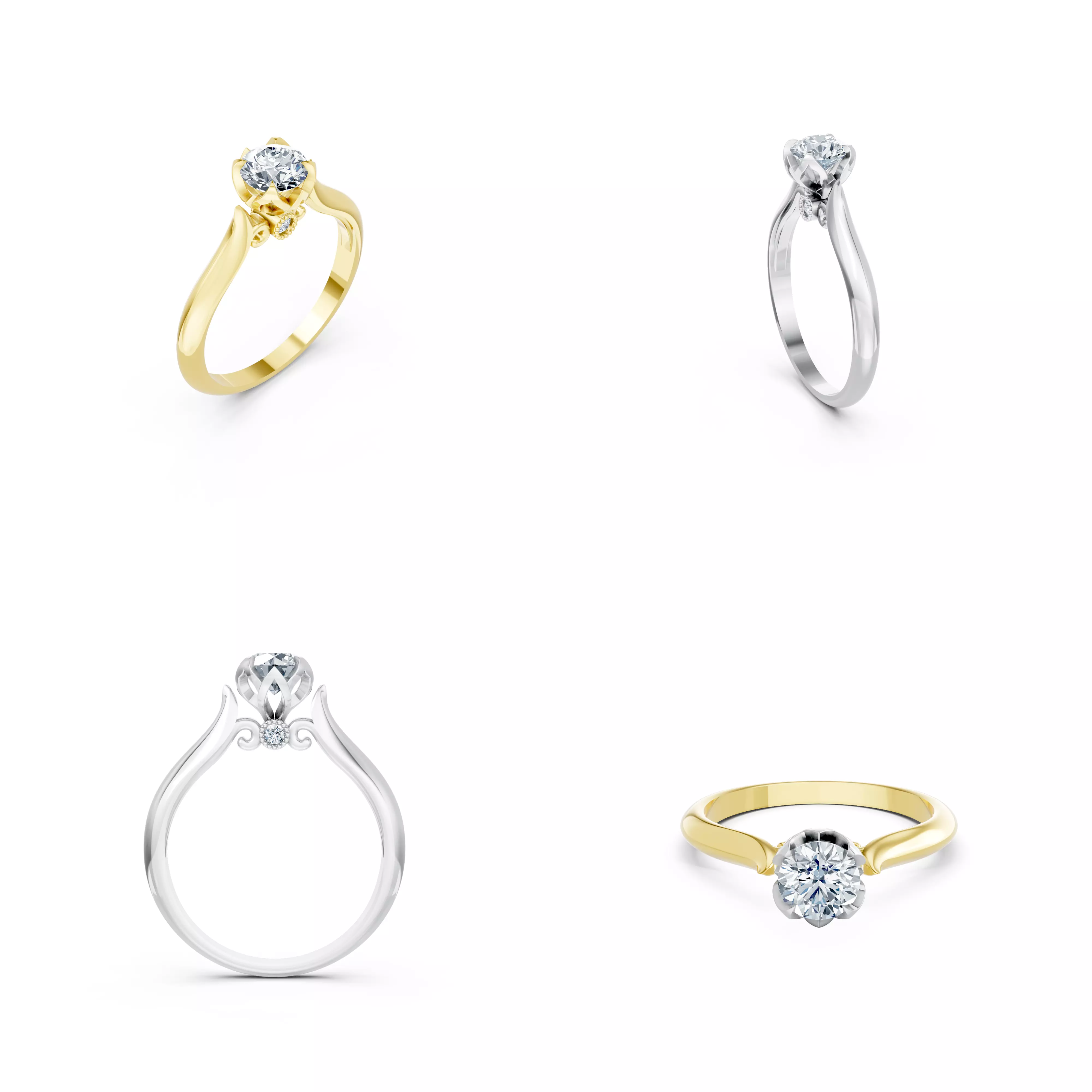 Classic Solitaire Diamond Ring CAD STL 3DM Jewelry Design 3D print model