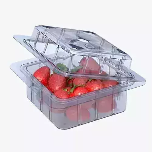 Strawberry Fruit Box Plastic Transparent Low-poly 3D model 6