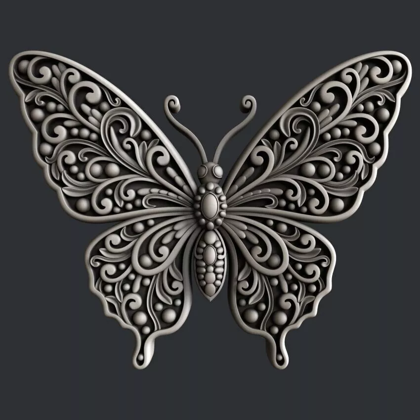 3d STL models for CNC router or 3dprinter Butterfly 3D model