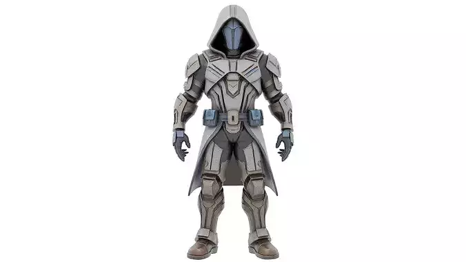 3D Printable Futuristic Armored Hooded Character Model