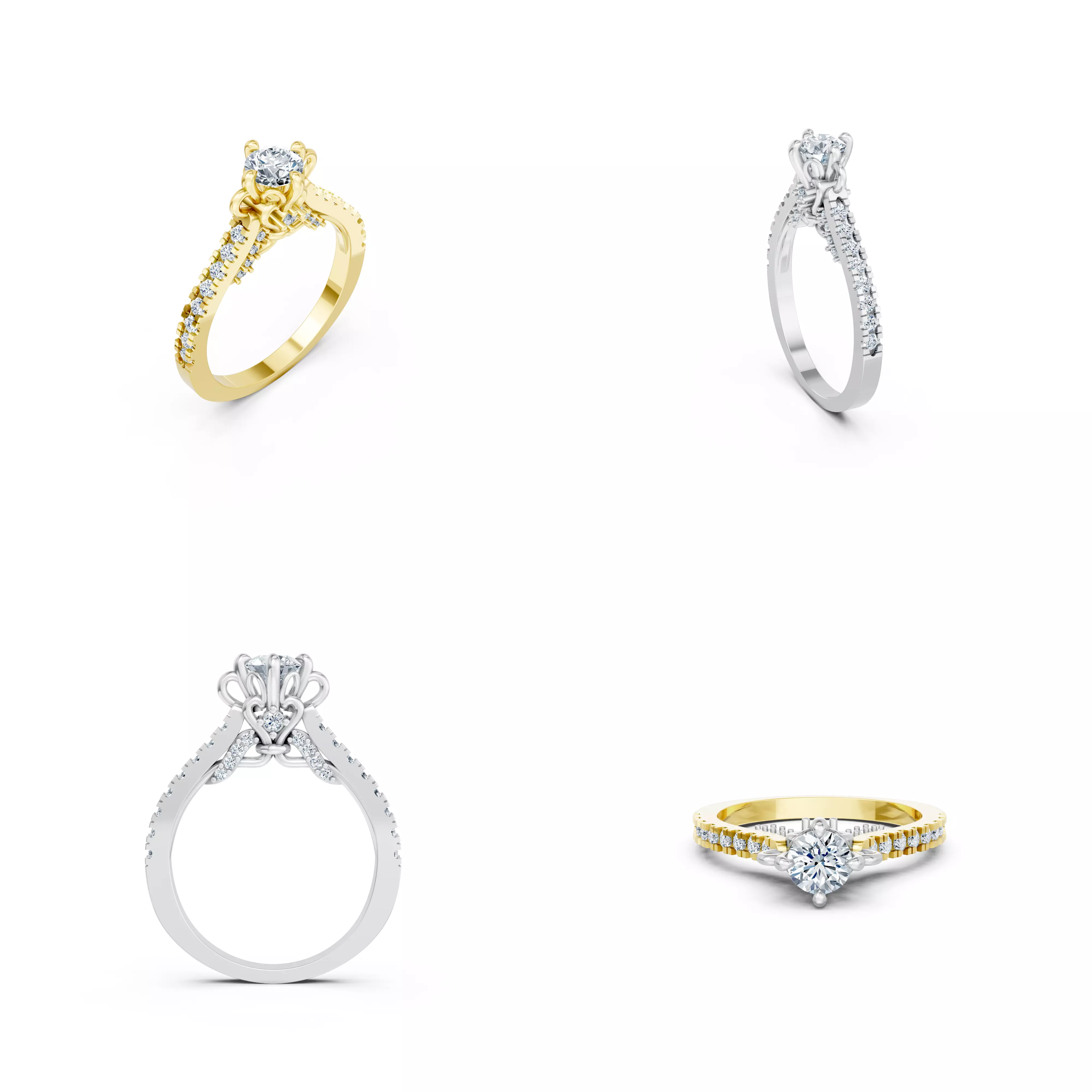Vintage Solitaire Diamond Ring CAD STL 3DM Jewelry Design 3D print model