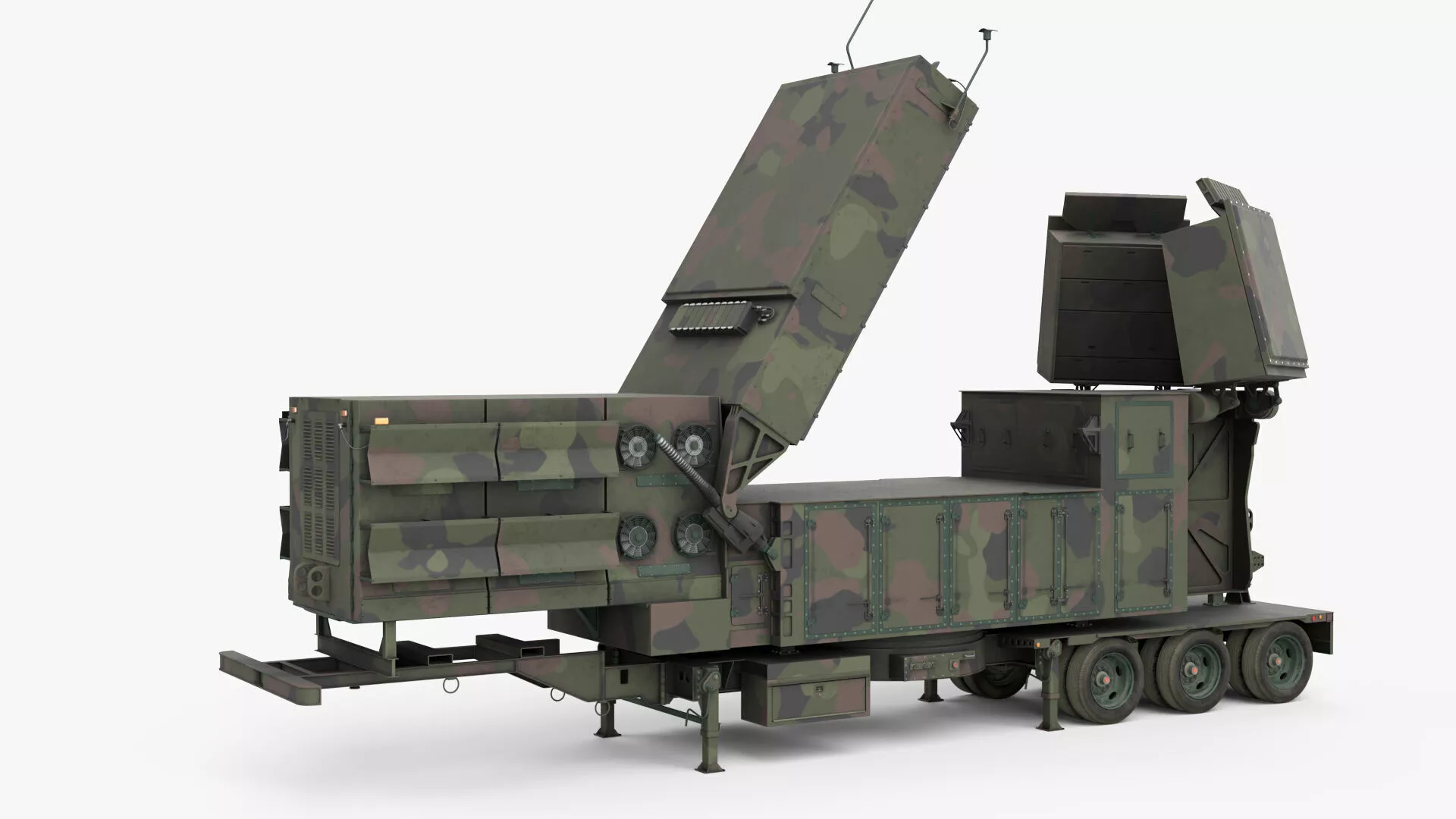 Military Phased Array Radar System Camouflage Rigged for Maya 3D model
