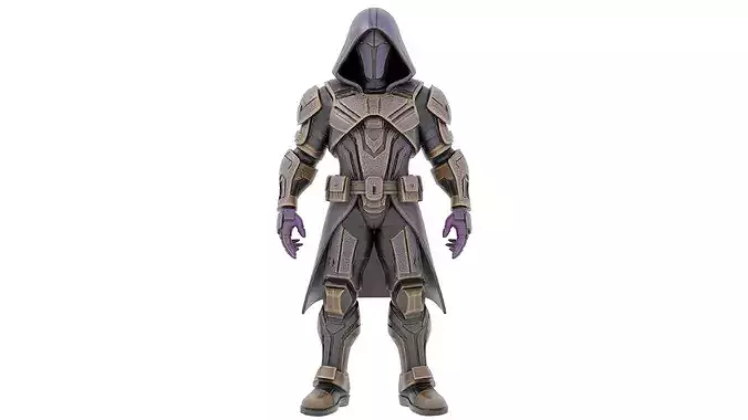 3D Printable Futuristic Armored Hooded Character Model