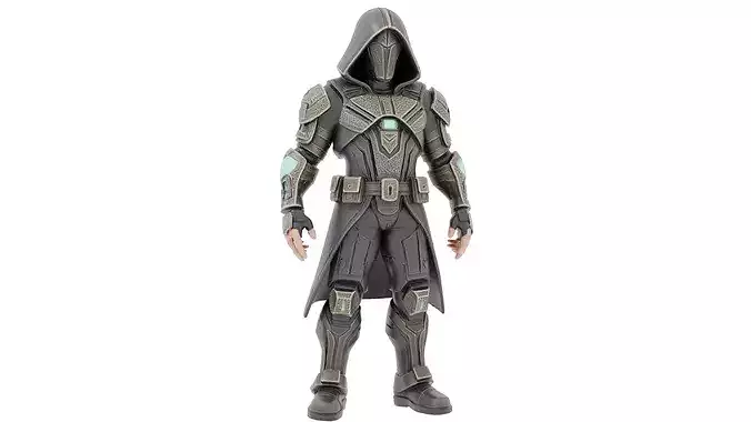 3D Printable Futuristic Armored Hooded Character Model