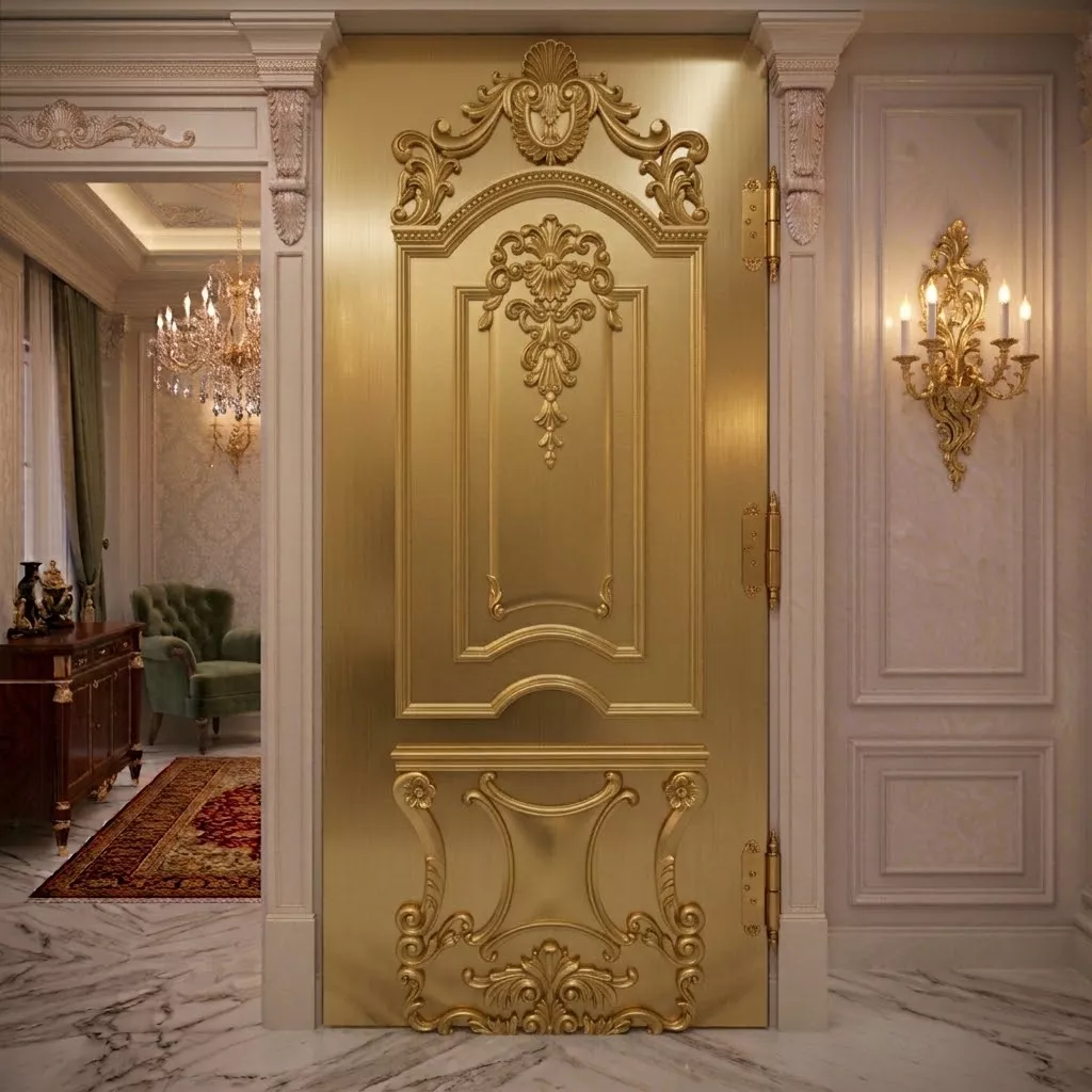 Classic French Baroque Two Panel Door Relief STL CNC 3D model