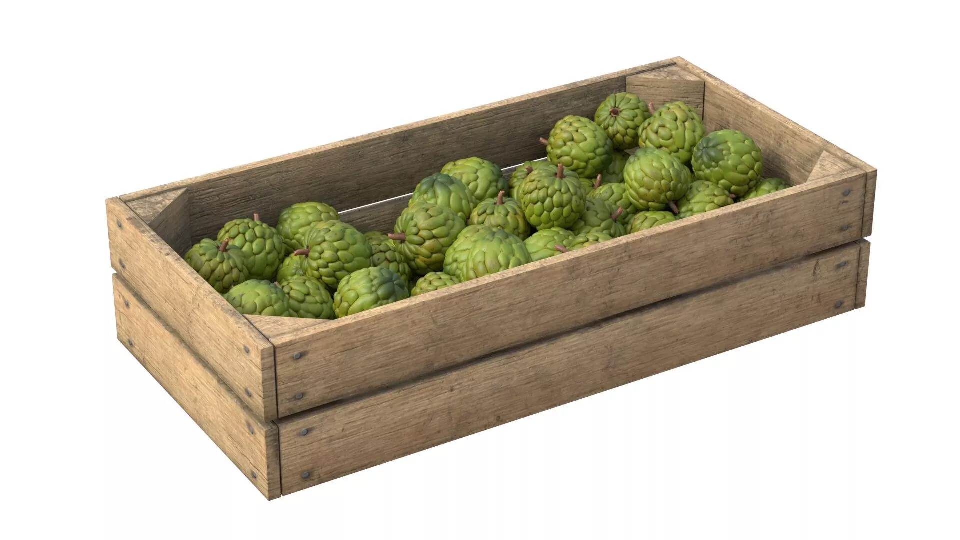 Sugar Apple Wooden Crate Low-poly 3D model