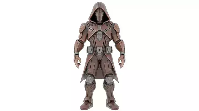 3D Printable Futuristic Armored Hooded Character Model