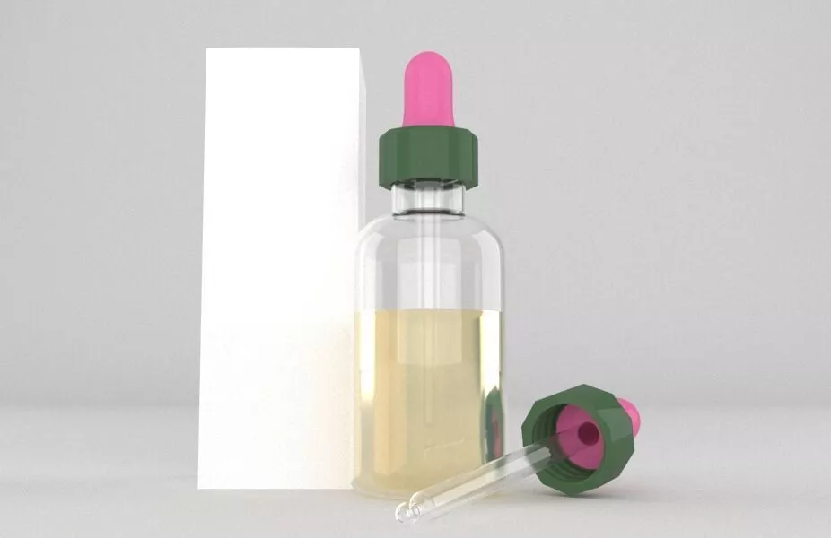 Cosmetic oil beaty skin care bottle with dropper 3D model