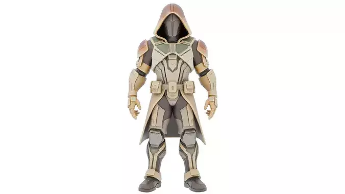 3D Printable Futuristic Armored Hooded Character Model
