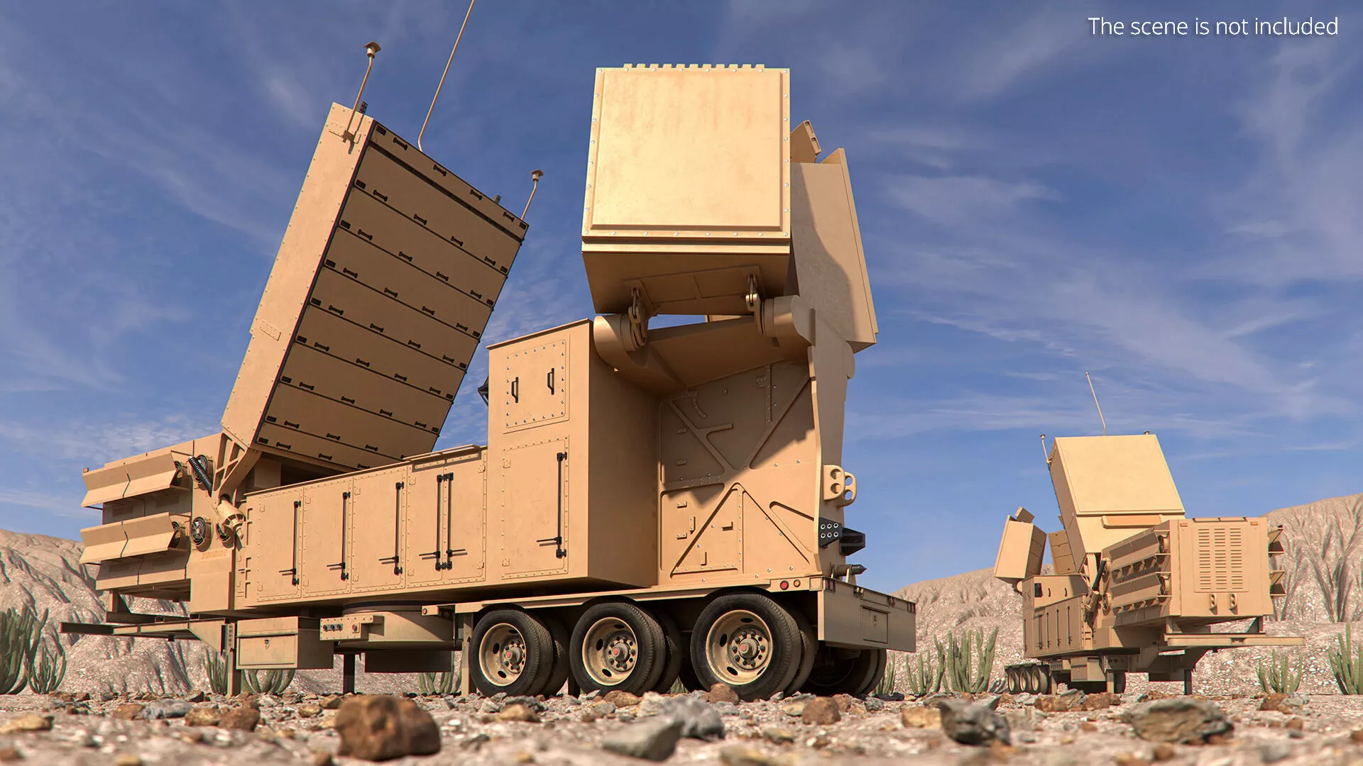 Used Tactical Radar Trailer Dusty Finish Rigged for Maya 3D model