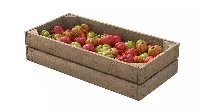 Surinam Cherry Wooden Crate Low-poly 3D model 2