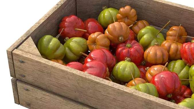 Surinam Cherry Wooden Crate Low-poly 3D model 4