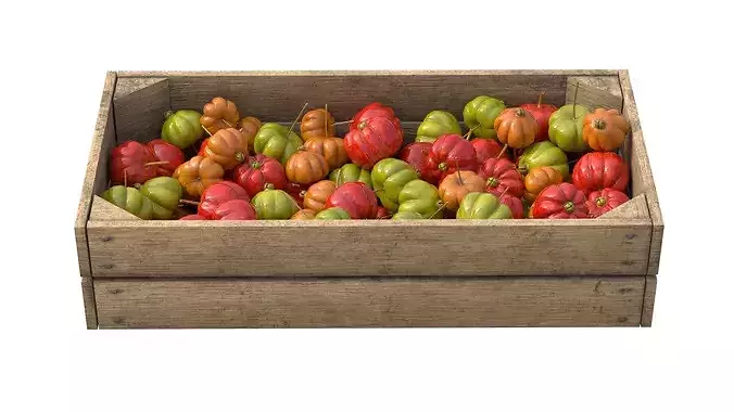 Surinam Cherry Wooden Crate Low-poly 3D model 3