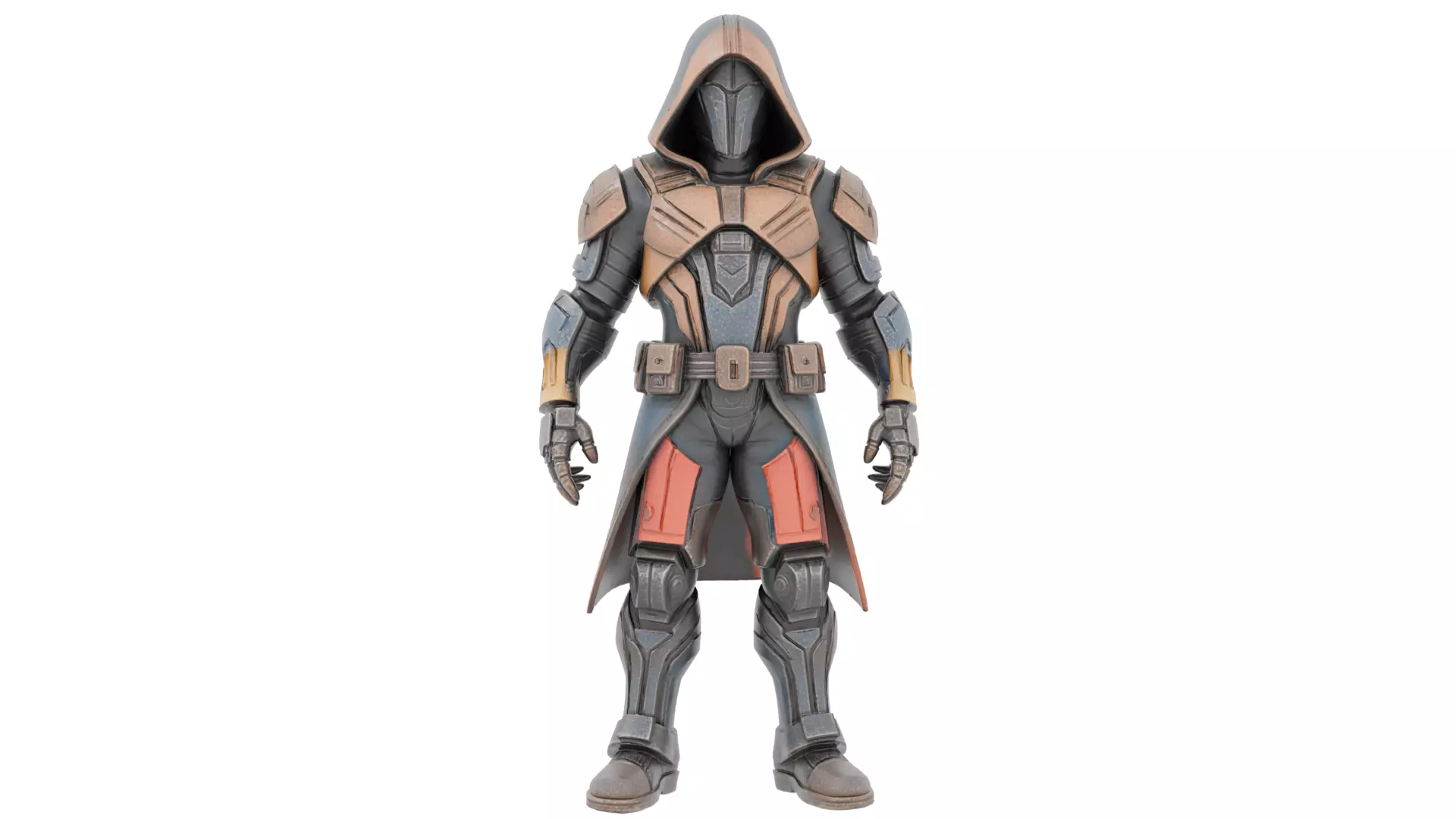 3D Printable Futuristic Armored Hooded Character Model 3D print model