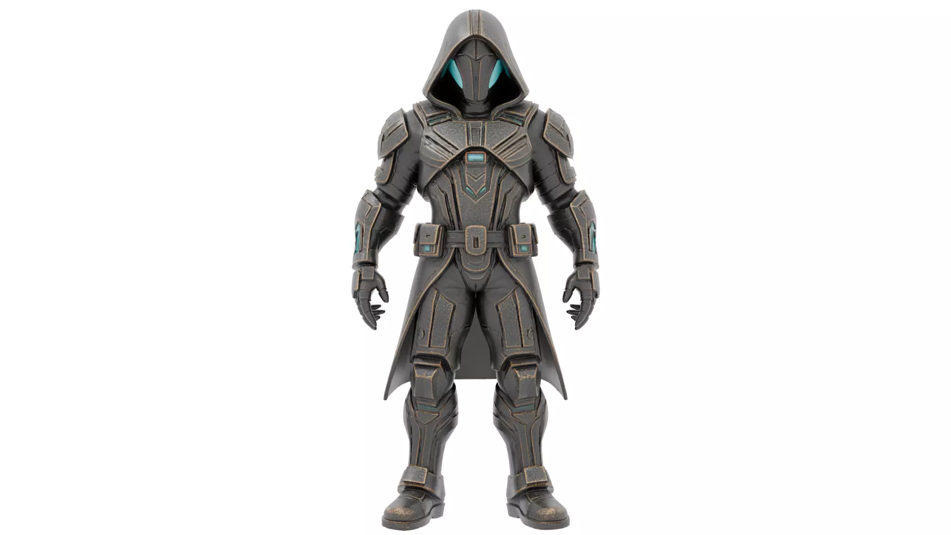 3D Printable Futuristic Armored Hooded Character Model 3D print model