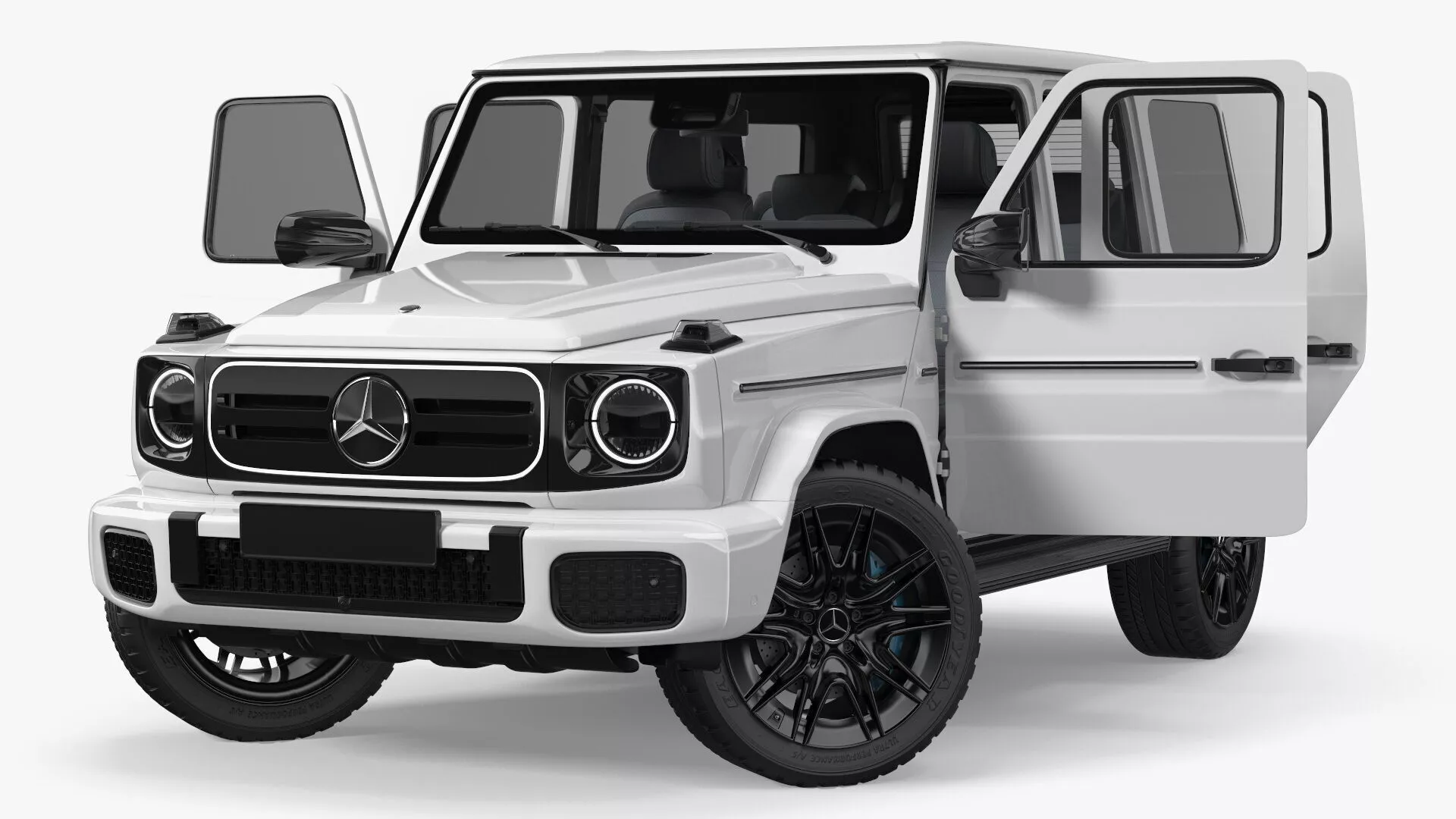 White Mercedes-Benz G580 2025 Rigged for Maya 3D model