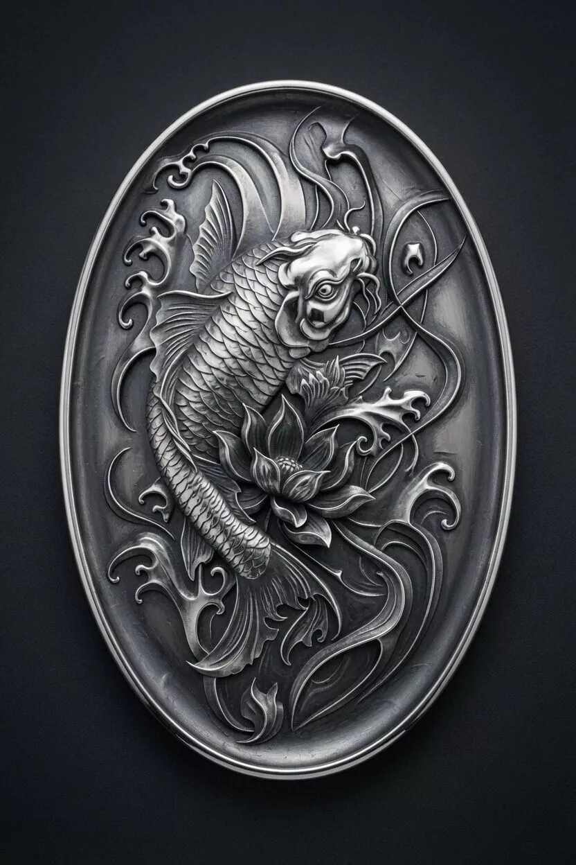 Japanese Koi Fish Jewelry Component STL Pendant or Brooch 3D print model