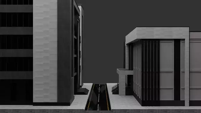 Modern Corporate City Block Low-poly 3D model 3
