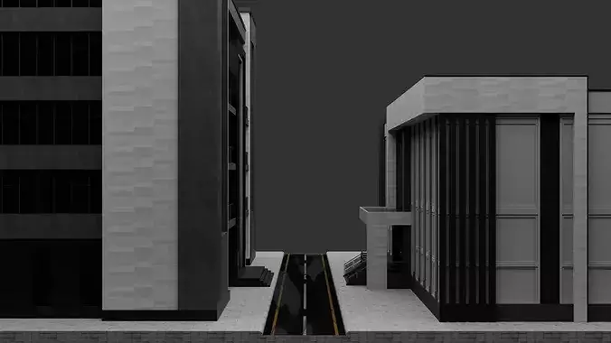 Modern Corporate City Block Low-poly 3D model 2
