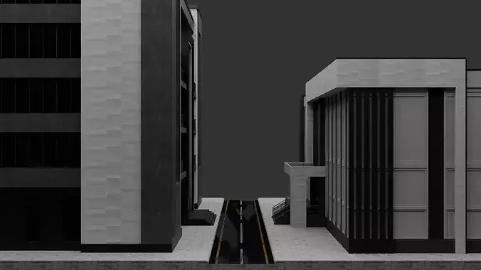 Modern Corporate City Block Low-poly 3D model