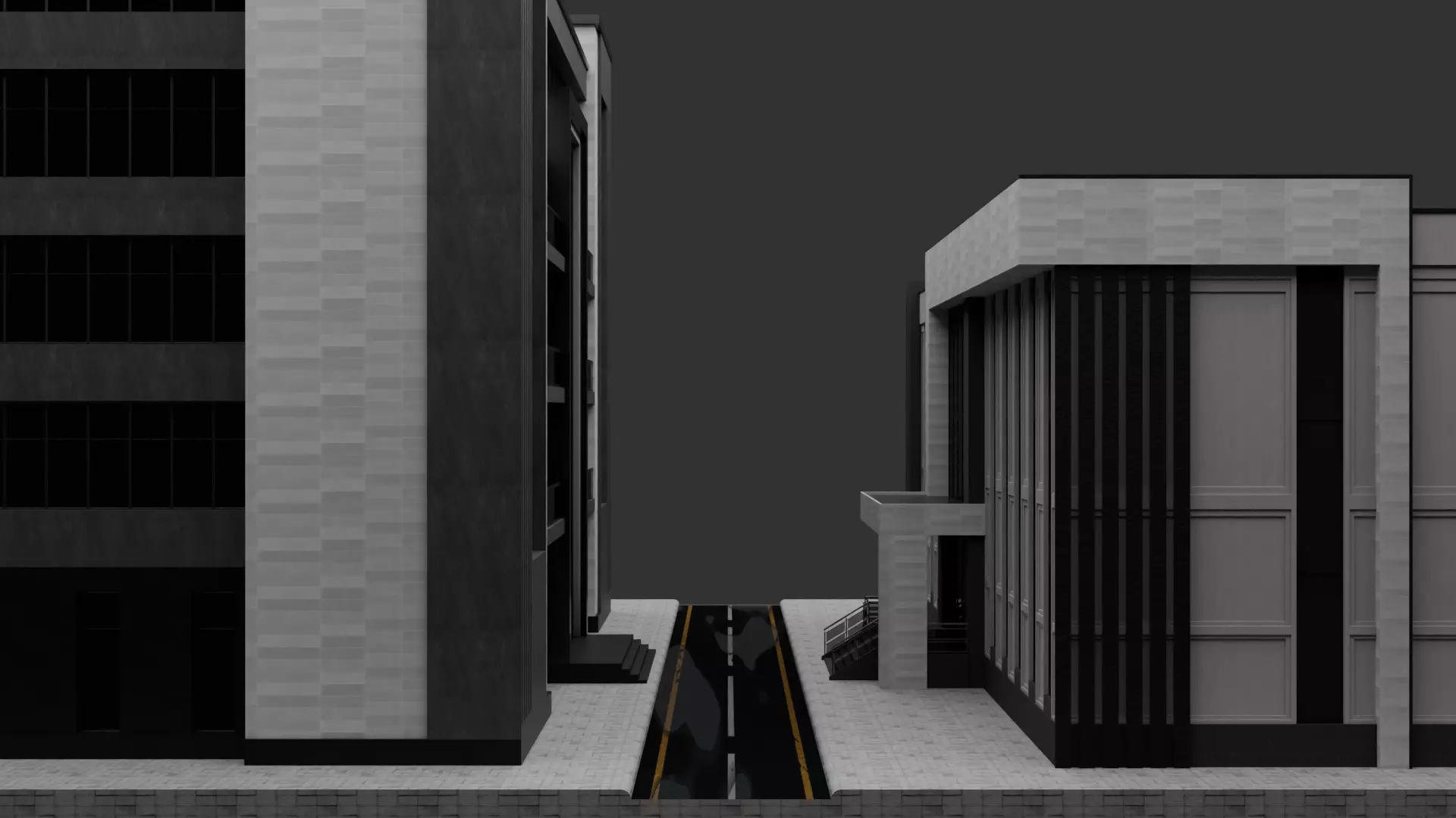 Modern Corporate City Block Low-poly 3D model