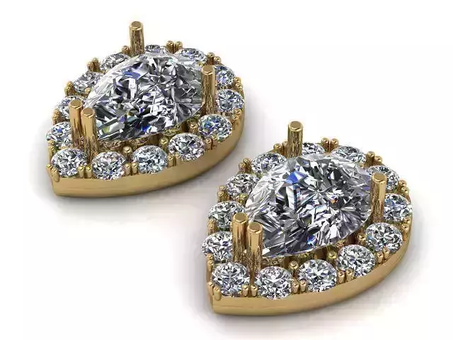 Earrings pear shaped diamond in rose gold