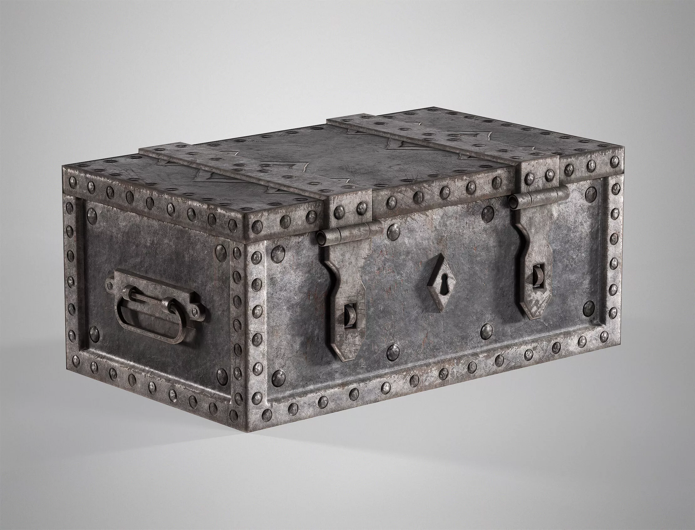 Vintage Iron Chest - Antique Treasure Trunk AAA Game Ready Low-poly 3D model