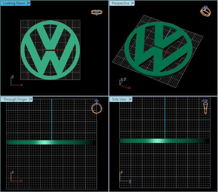 Pendant gold volkswagen logo 3D print model_2