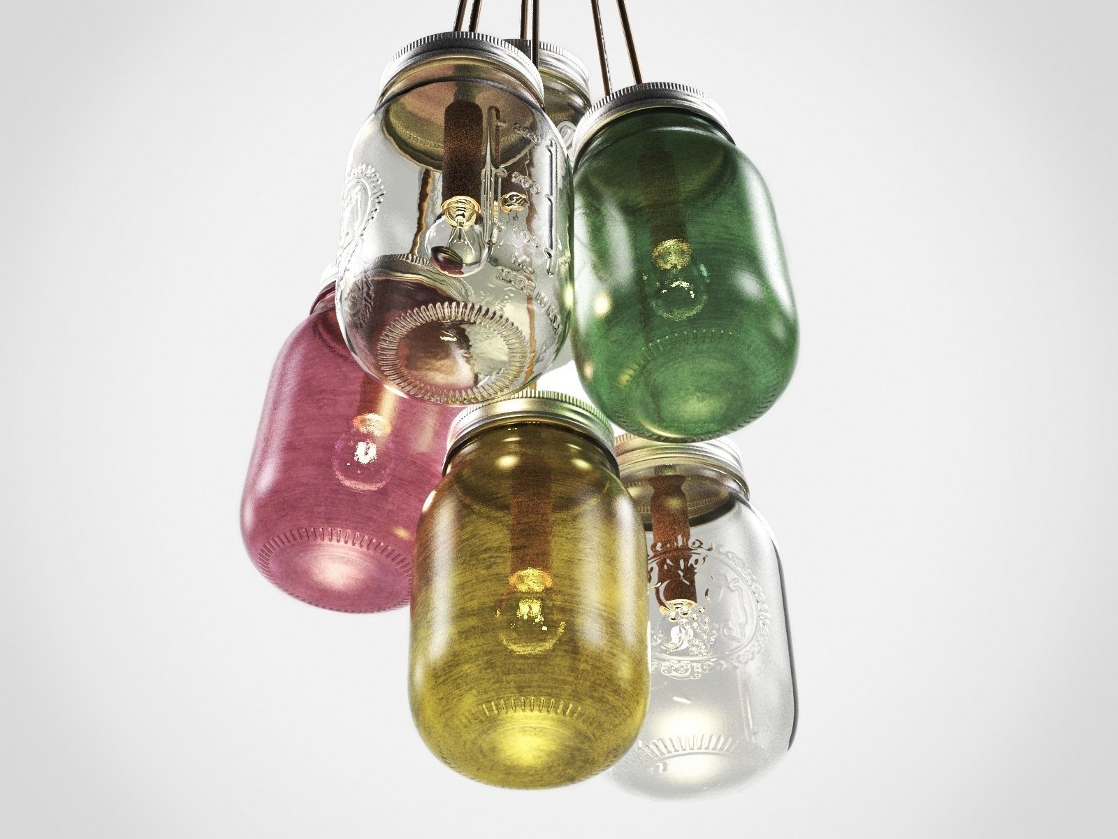 Mason Jar Chandelier 3D model_2