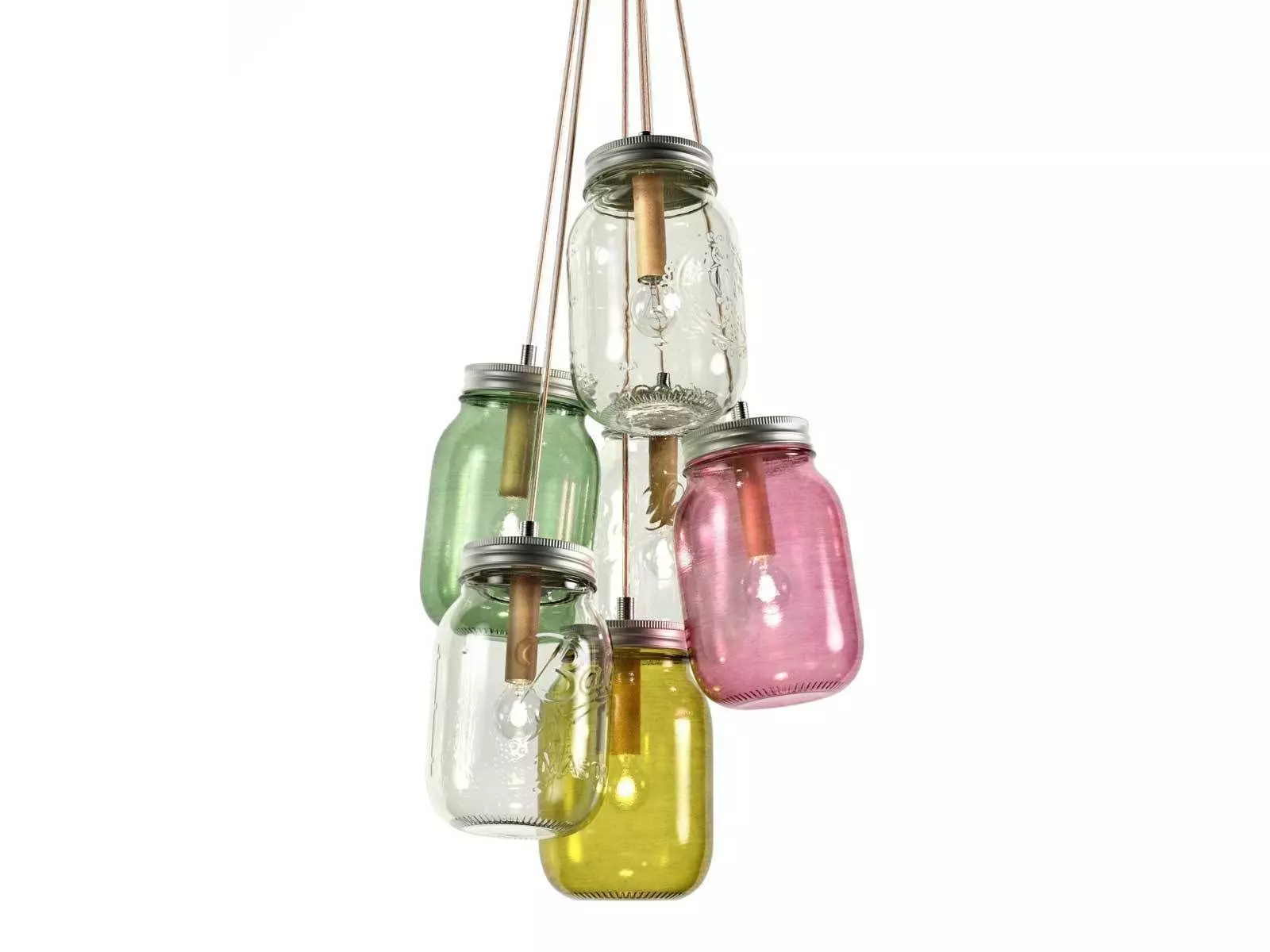 Mason Jar Chandelier 3D model_0