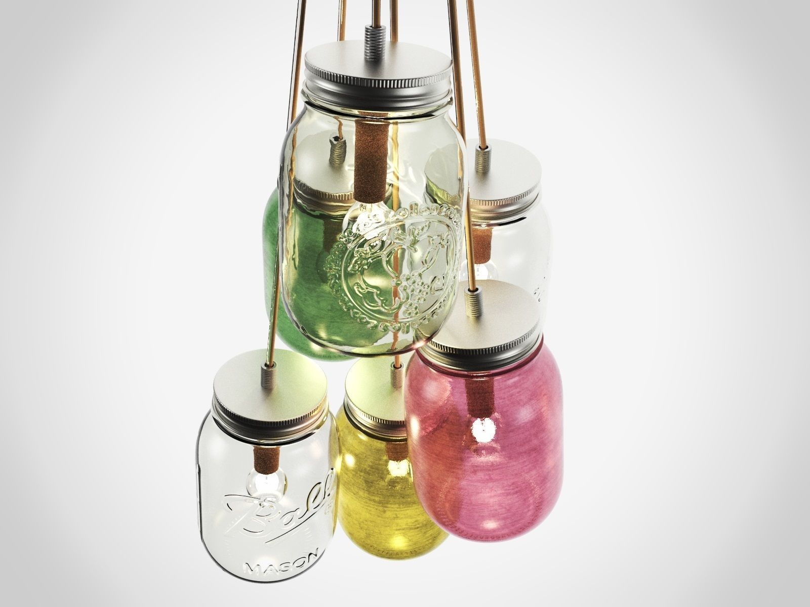 Mason Jar Chandelier 3D model_1