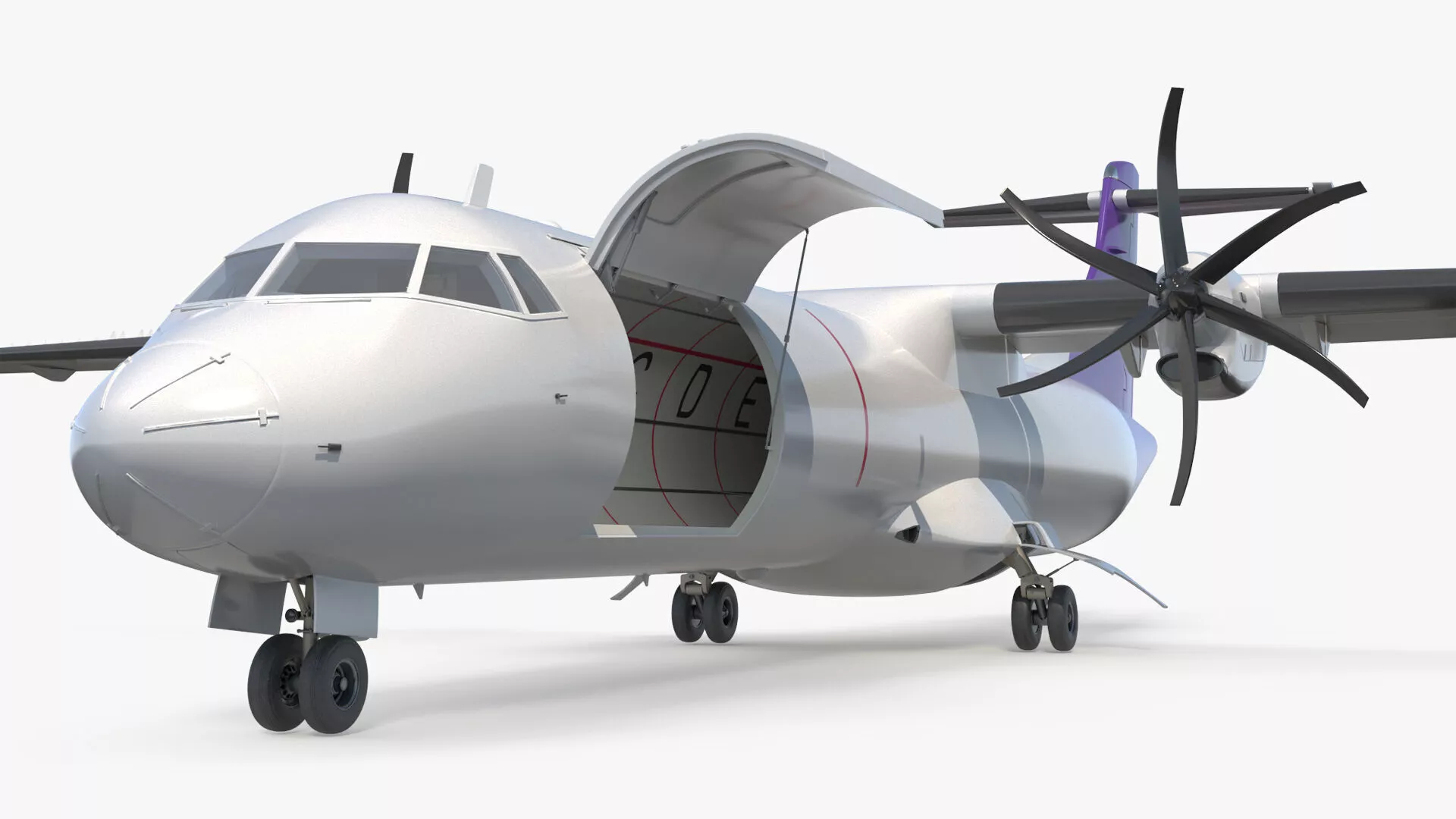 Regional Cargo Aircraft with Twin Turboprops Rigged 3D model