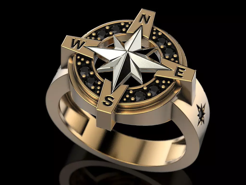 Compass rose ring 2 3D print model