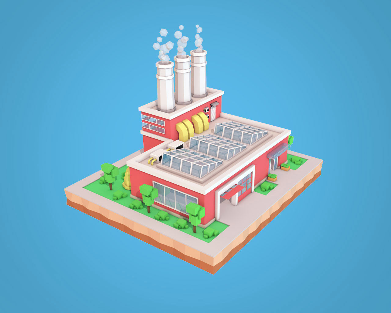 Cartoon Factory Plant 3D model_2