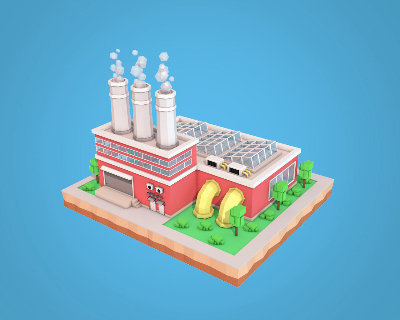 Cartoon Factory Plant 3D model_4