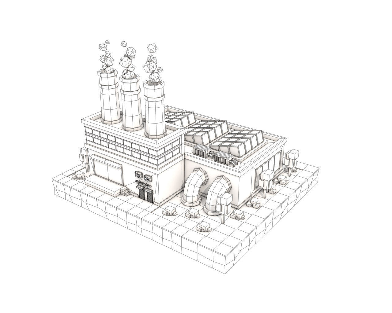 Cartoon Factory Plant 3D model_5