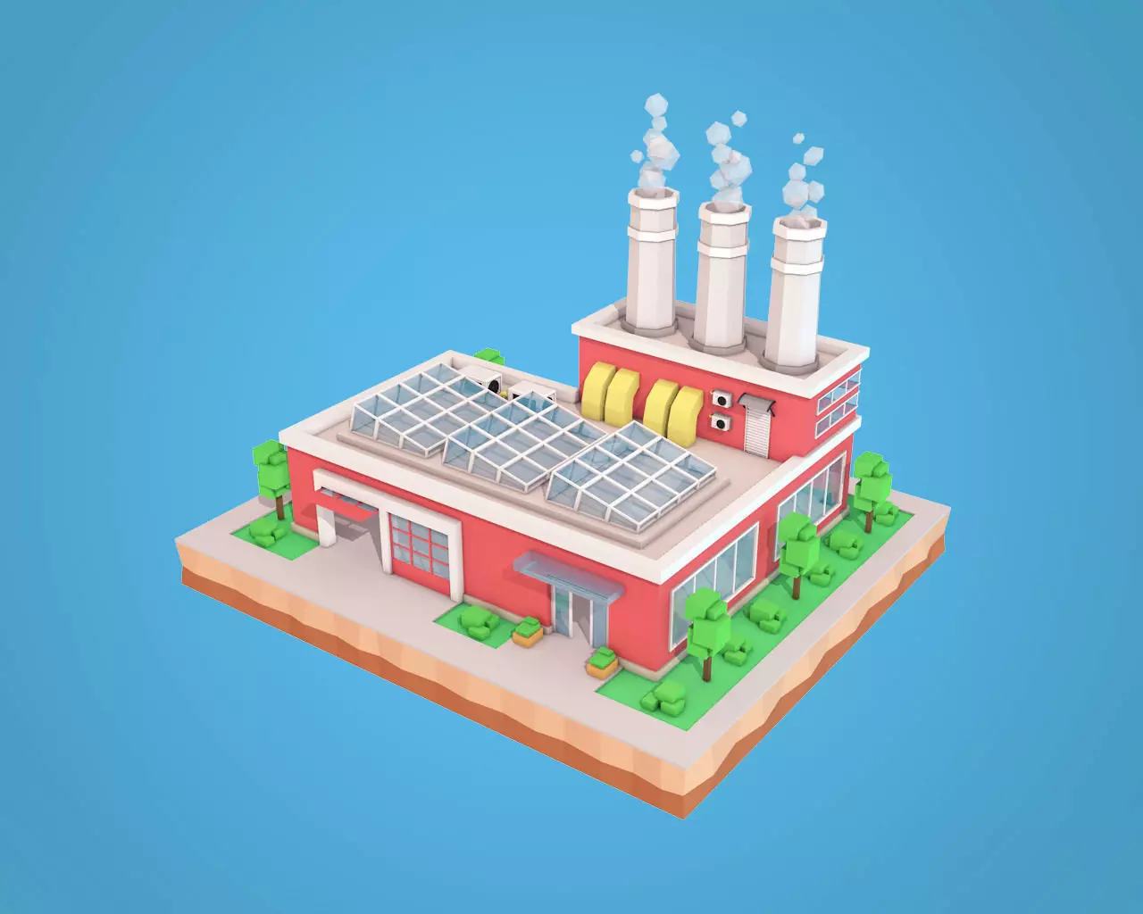 Cartoon Factory Plant 3D model_0
