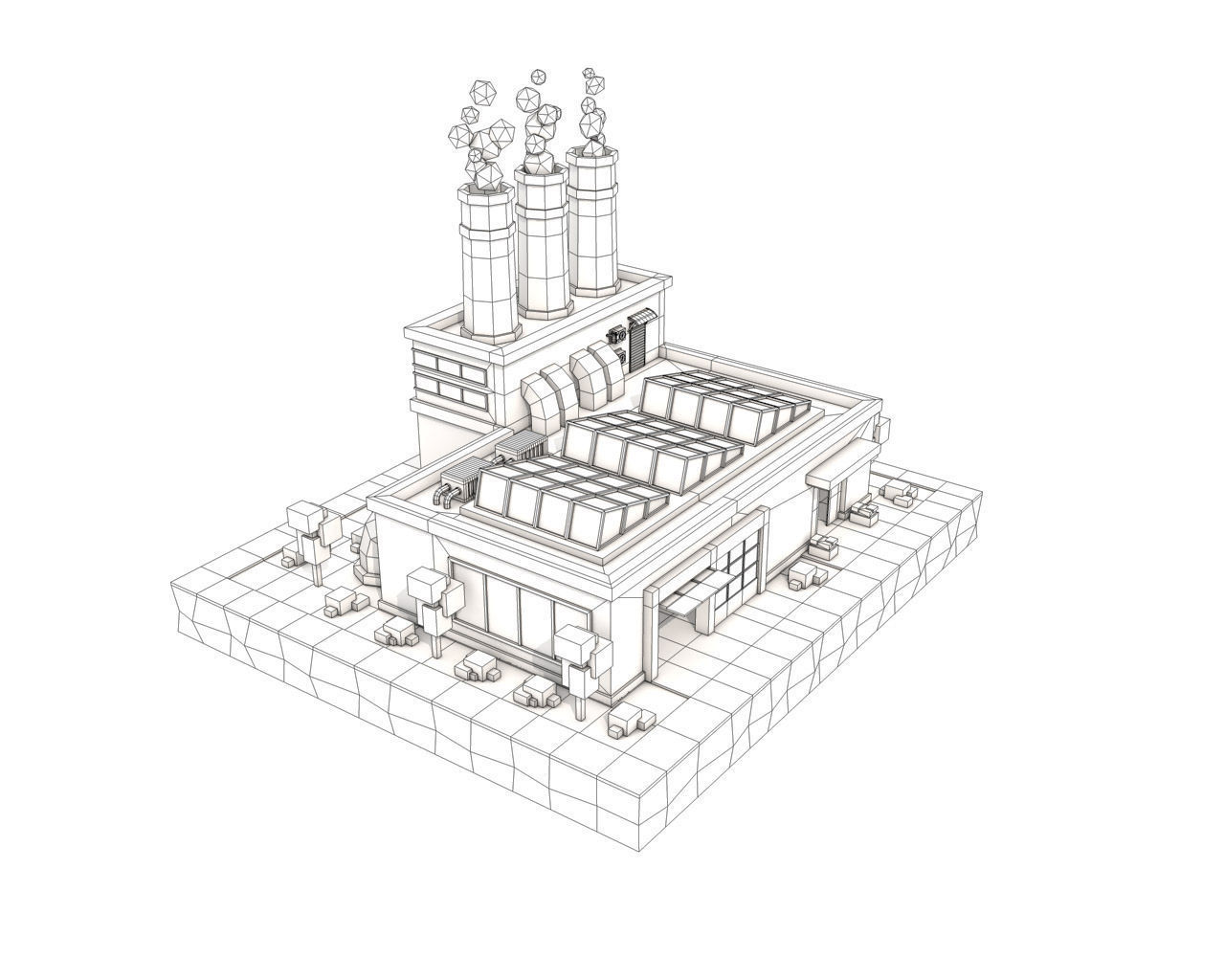 Cartoon Factory Plant 3D model_3