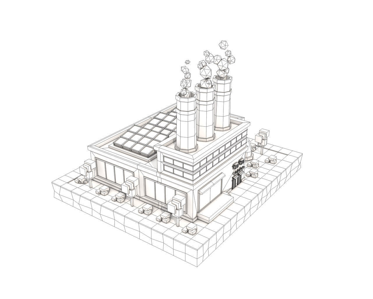 Cartoon Factory Plant 3D model_7