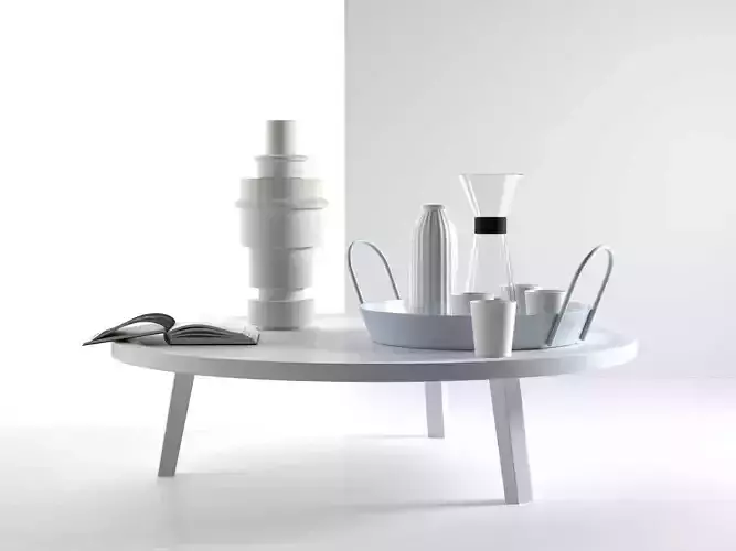 Gray 46 49 Table with Tray Drink Set Sculpture and Book 3D model