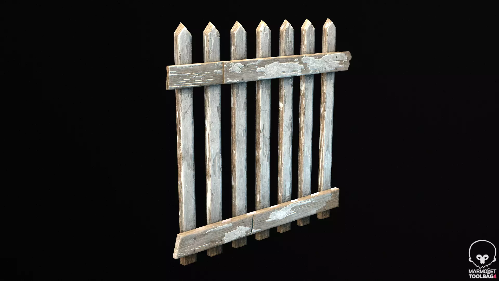 Old Wooden Fence Low-poly 3D model