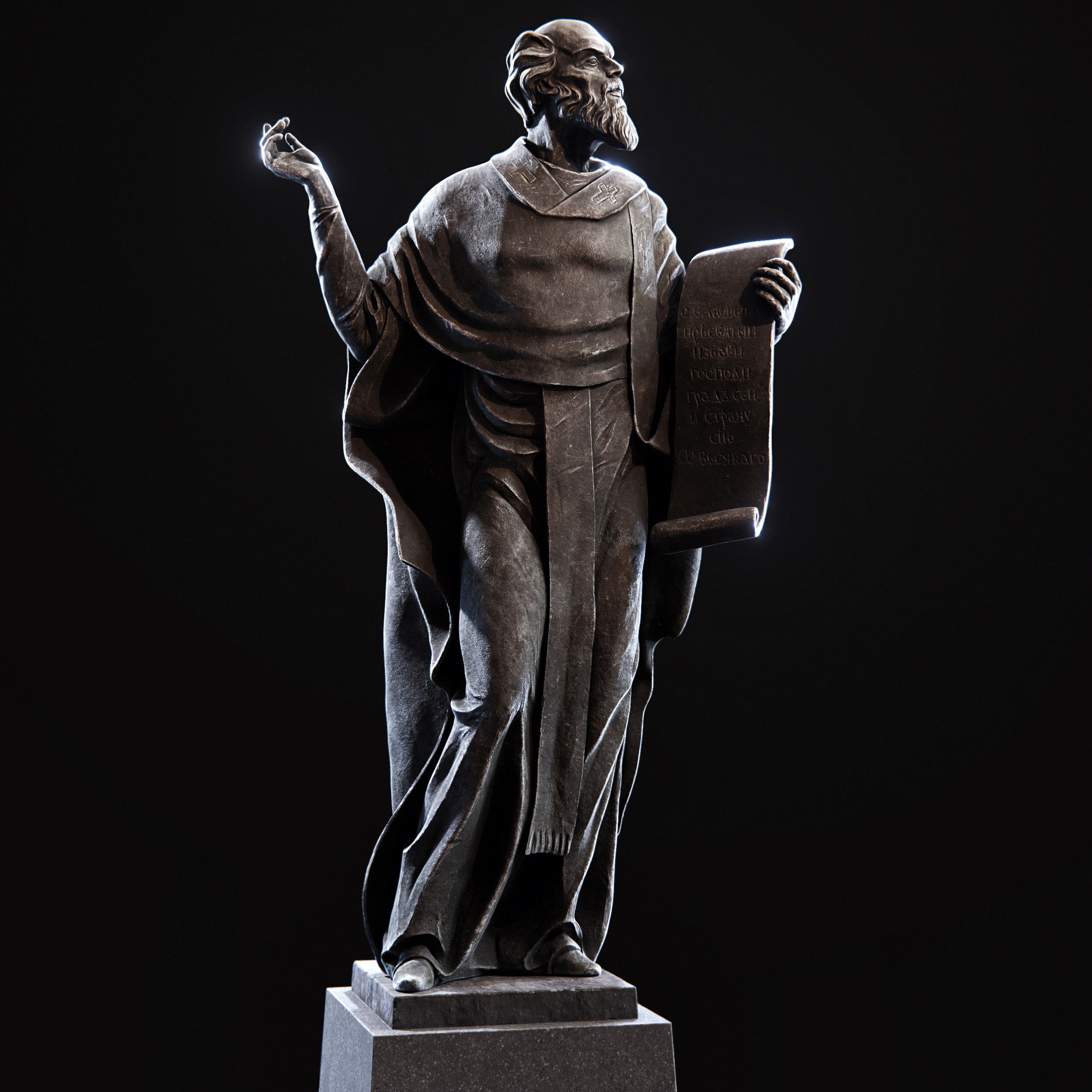 The statue of the Sage Low-poly 3D model_3