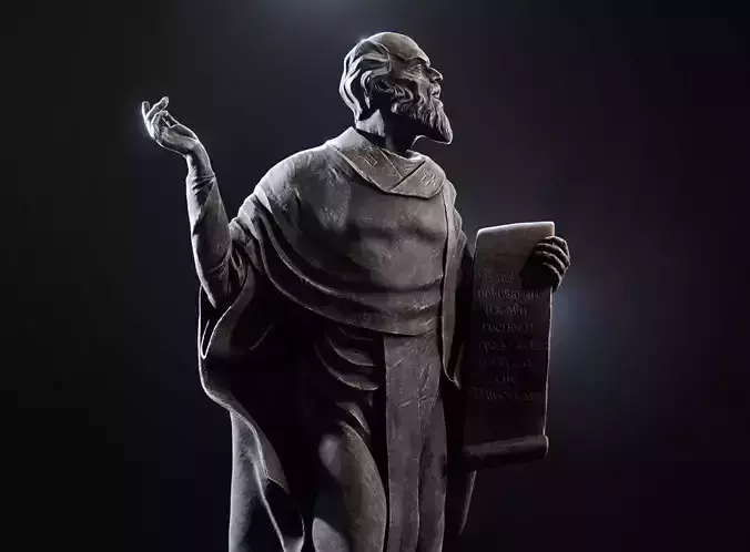 The statue of the Sage Low-poly 3D model