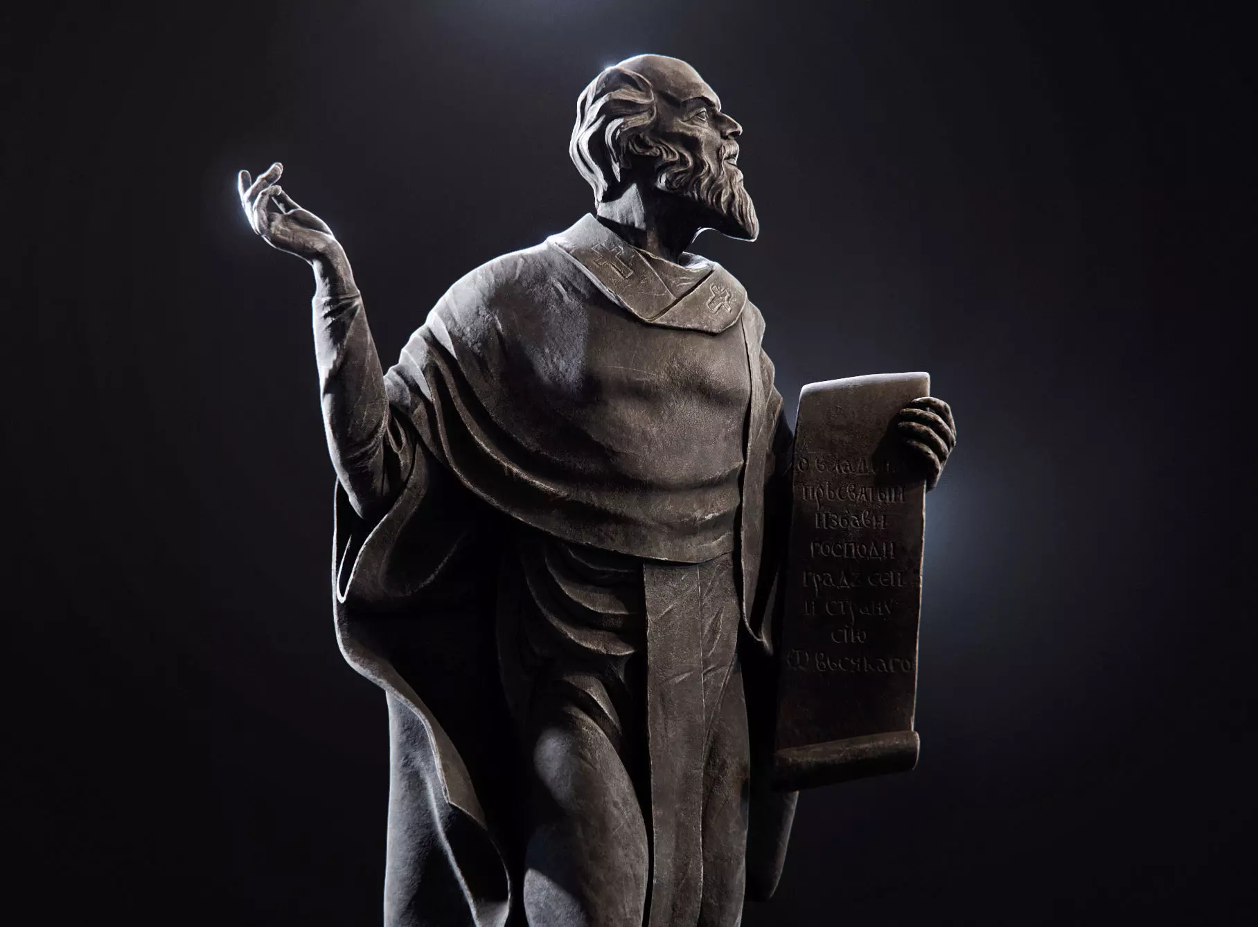 The statue of the Sage Low-poly 3D model_0