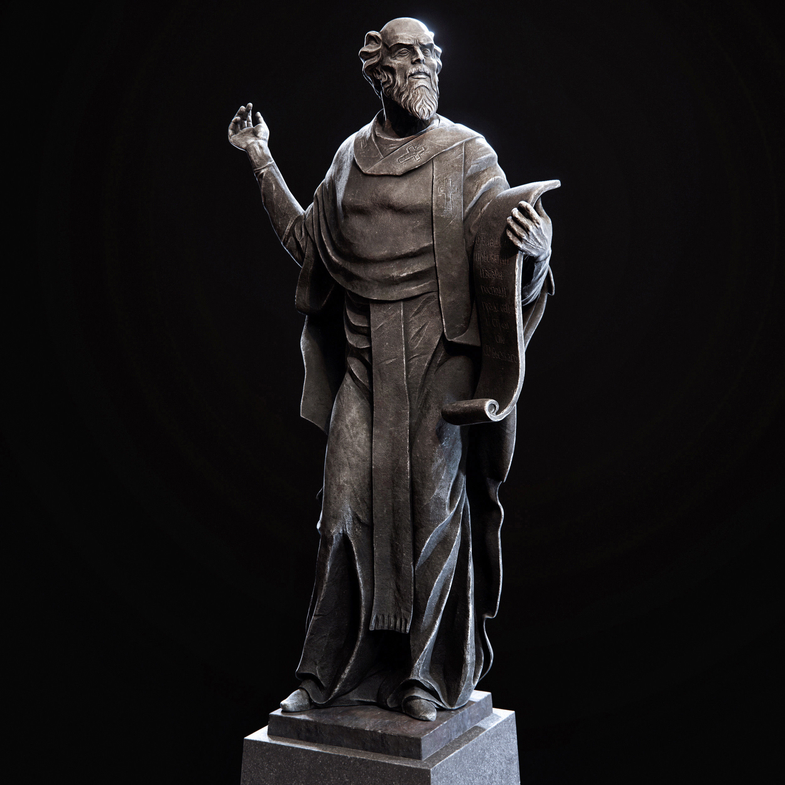 The statue of the Sage Low-poly 3D model_2