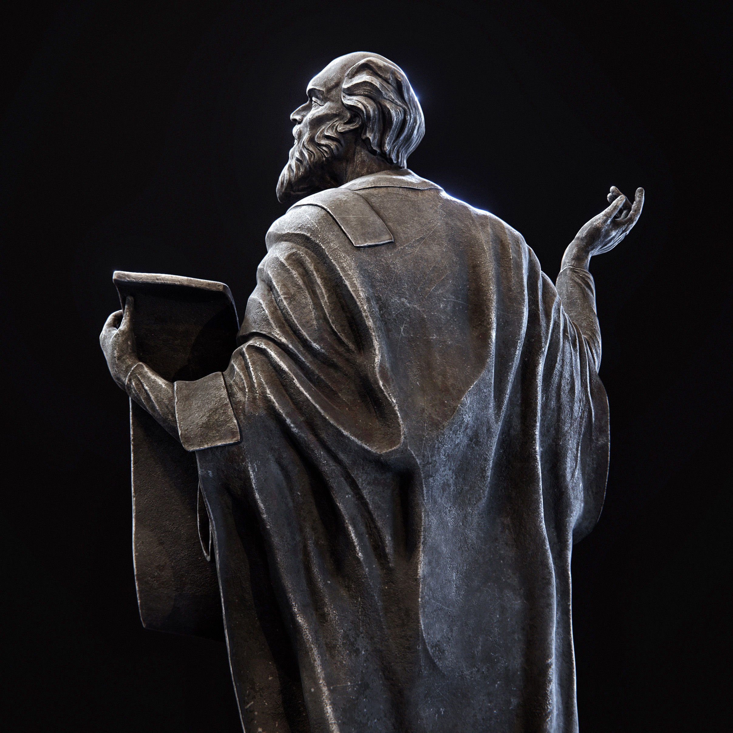 The statue of the Sage Low-poly 3D model_4