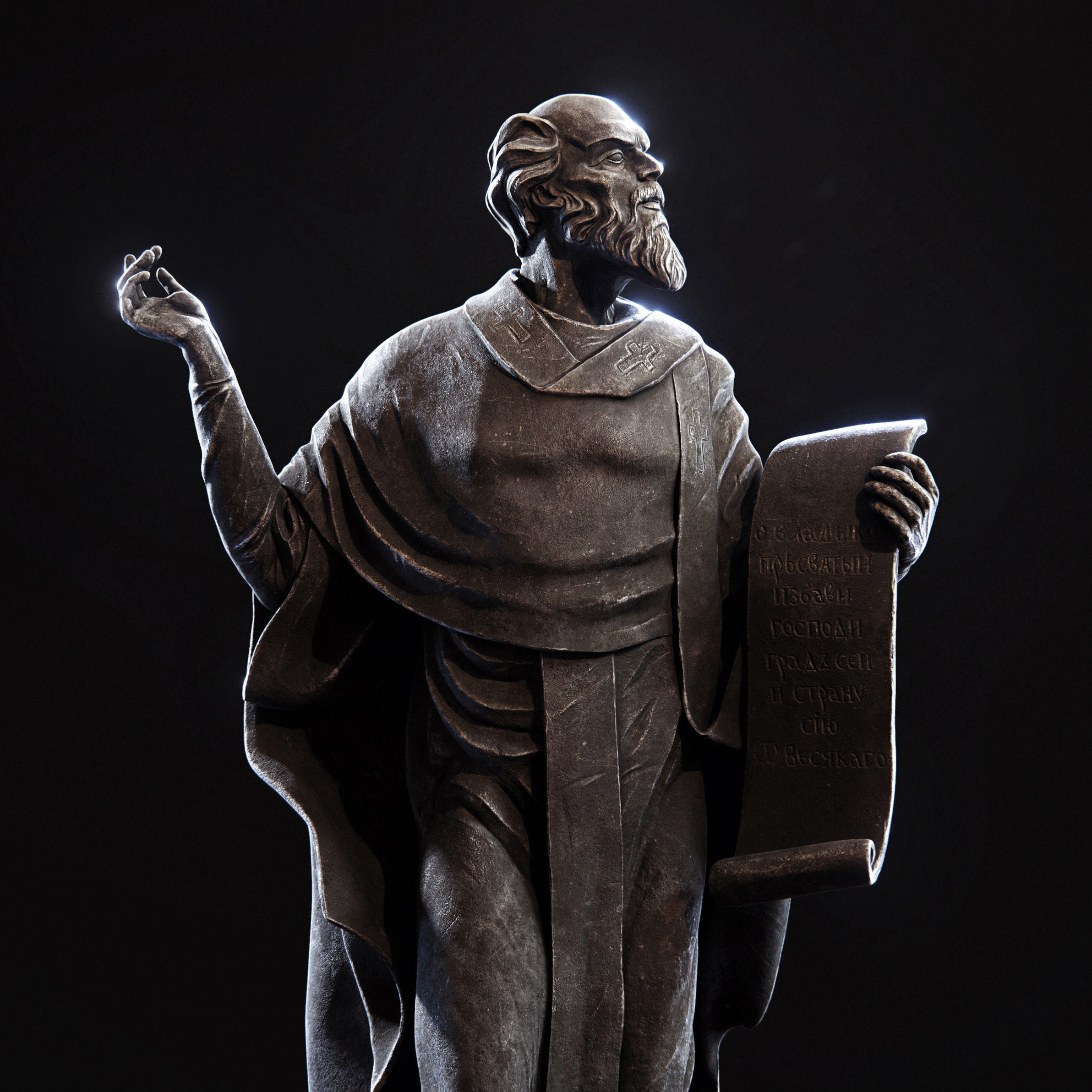 The statue of the Sage Low-poly 3D model_1
